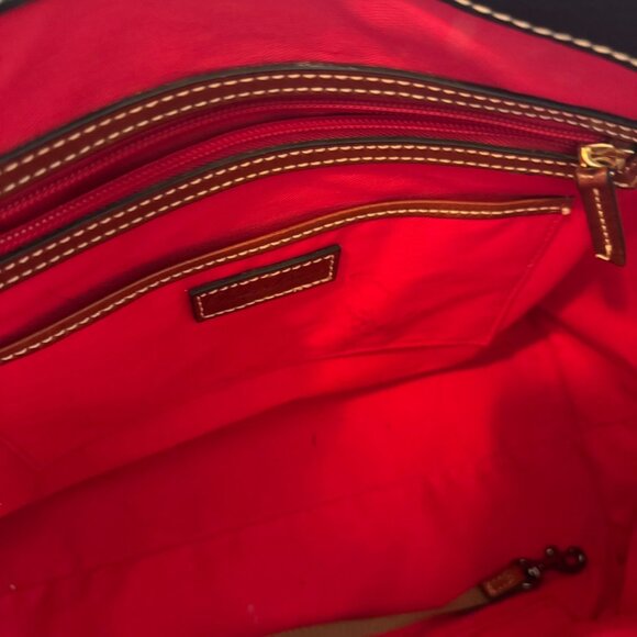 Dooney & Bourke Black & Brown Leather Pebbled Tote Bag With Double Handles - Picture 9 of 13